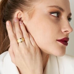 dört sıra oval taşlı saman yüzük