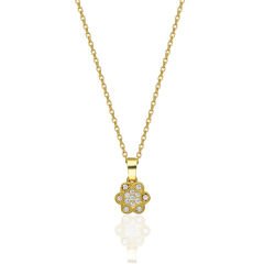 taşlı spiral şekilli çiçek kolyesi