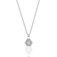 taşlı spiral şekilli çiçek kolyesi