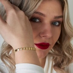 taşlı sıralı kalp bileziği