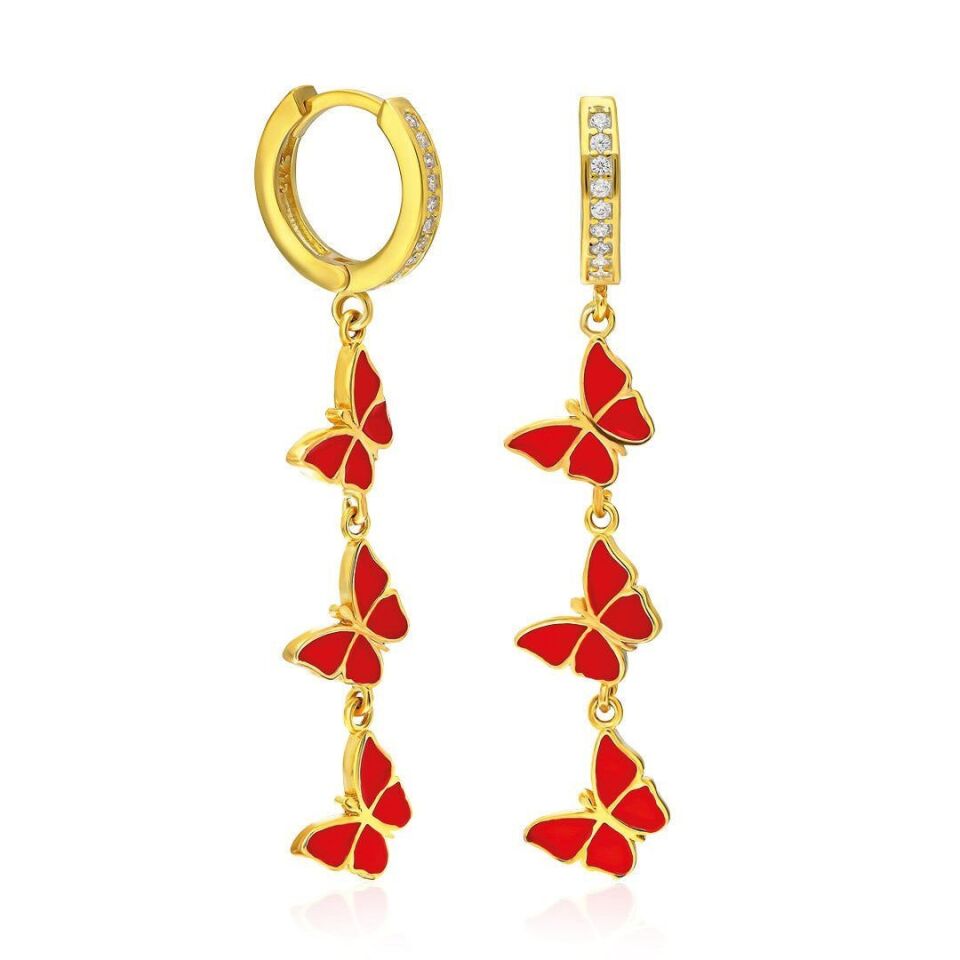 sıralı kelebek küpeler