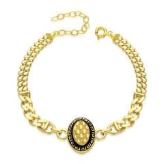 çift ​​zincirli bilezikli siyah oval model