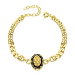 çift ​​zincirli bilezikli siyah oval model