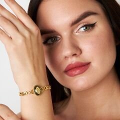 çift ​​zincirli bilezikli siyah oval model