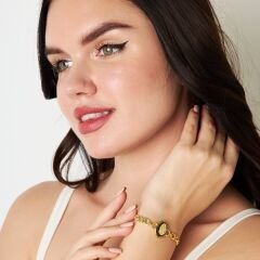 çift ​​zincirli bilezikli siyah oval model