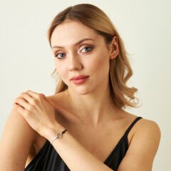 ay ve yıldızlı siyah beyaz ip bileklik