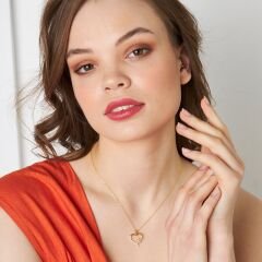 taşlı kar tanesi kalp kolye