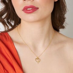 taşlı kar tanesi kalp kolye