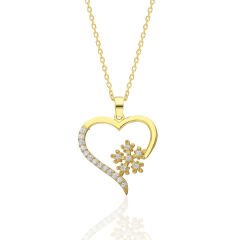 taşlı kar tanesi kalp kolye