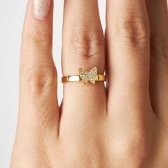 taşlı kelebek yüzük