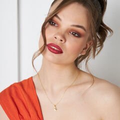 puantiyeli taşlı kelebek kolye