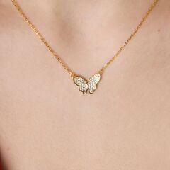 inci taşlı kelebek kolye