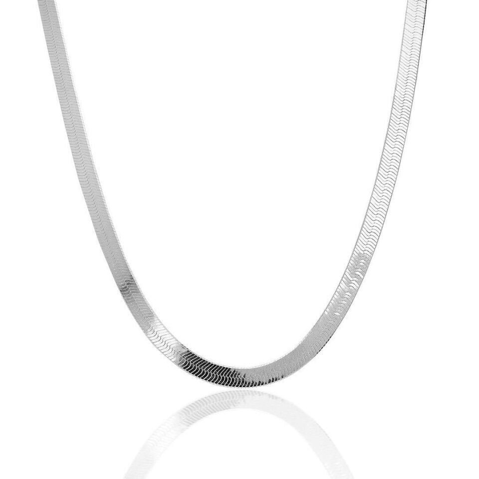 İtalyan Yassı Zincir Kolye - 925 Ayar Gümüş