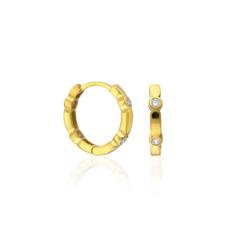 dört taşlı şık halka küpeler