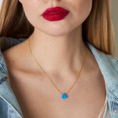 orijinal lacivert opal kalp kolye