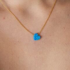 orijinal lacivert opal kalp kolye