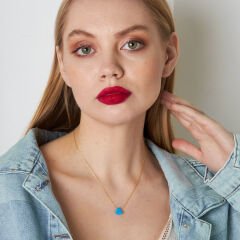 orijinal lacivert opal kalp kolye