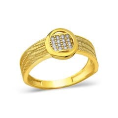 üç sıra taşlı yuvarlak model hasır yüzük