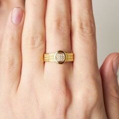 üç sıra taşlı yuvarlak model hasır yüzük