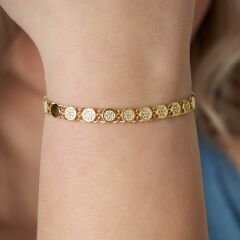 yarı değerli taşlarla yuvarlak zincir bileklik