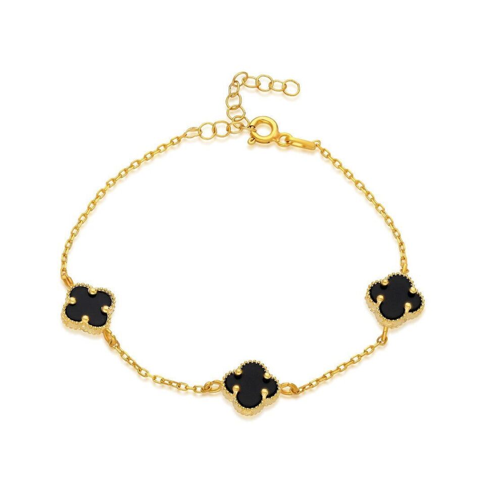 üçlü siyah yonca bileziği