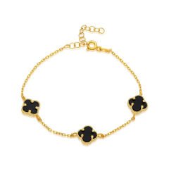 üçlü siyah yonca bileziği