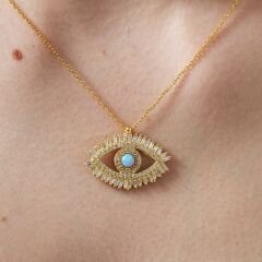 baget taşlarla turkuaz göz seti