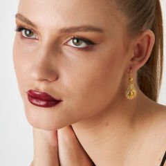 monogramlı lale küpeleri