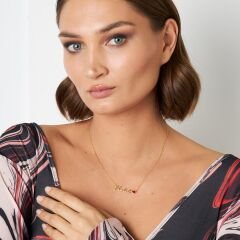 kırmızı kalp isim kolyesi