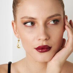 monogramlı lale küpeleri