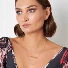 kırmızı kalp isim kolyesi