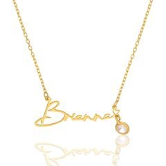 doğum taşıyla imza isim kolyesi