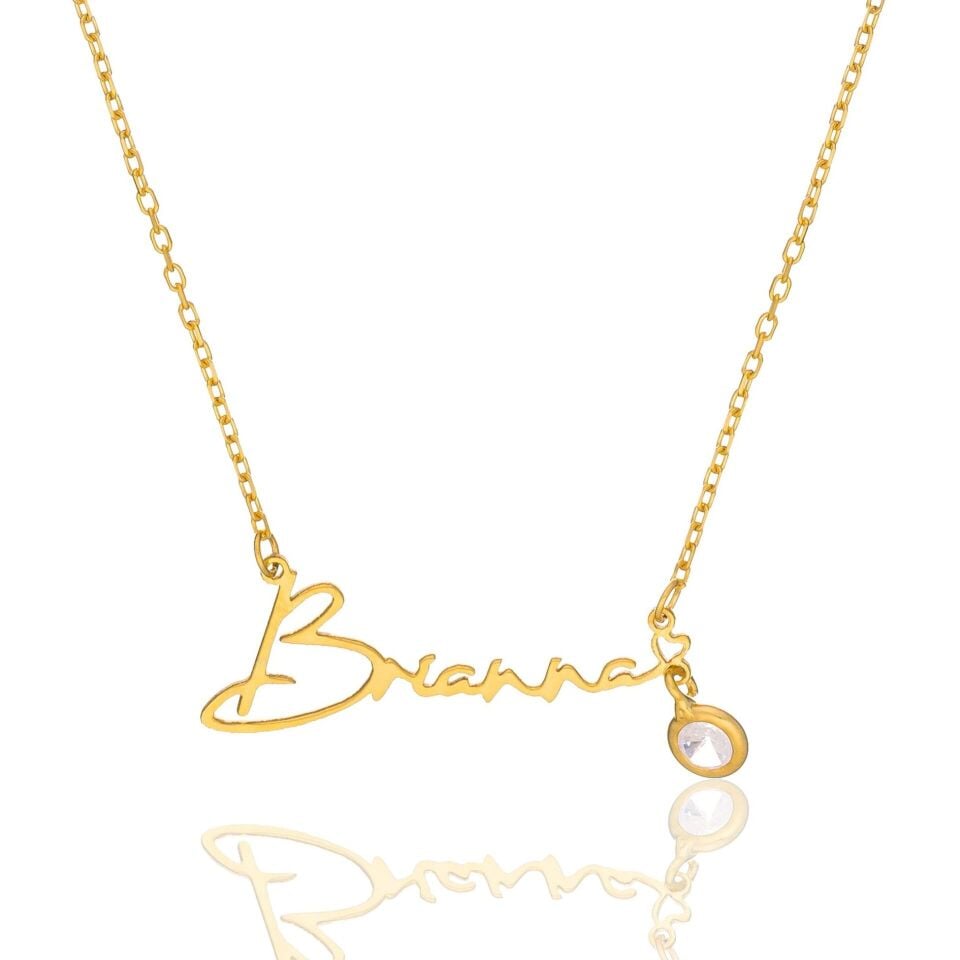 doğum taşıyla imza isim kolyesi