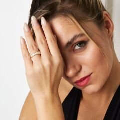 satır içi baget taşlı yüzük