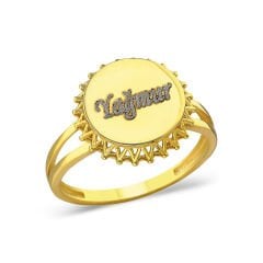 isim yazılı taşsız yüzük