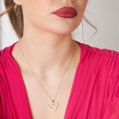 iç içe geçmiş kalp kolyesi