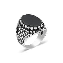 siyah oniks taşlı yüzük