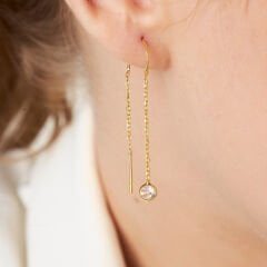 sallanan zirkonyum zincir küpeler