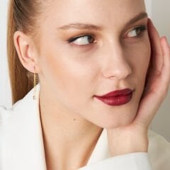 sallanan zirkonyum zincir küpeler