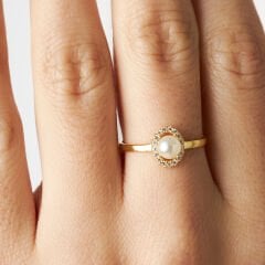 büyük inci taşlı yüzük