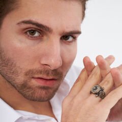 hilal yıldız işlemeli yüzük