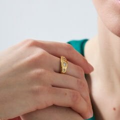 güneş desenli ve taşlı yüzük