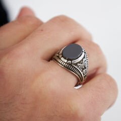 opal siyah taşlı yüzük