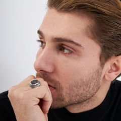 opal siyah taşlı yüzük