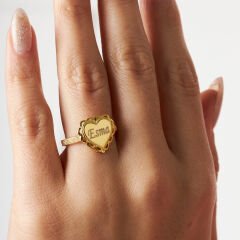 kalp taşı olmayan isim yazılı yüzük