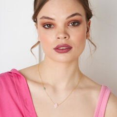 orijinal pembe opal fatma el kolyesi bosem gözlü