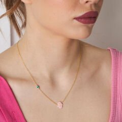 orijinal pembe opal fatma el kolyesi bosem gözlü