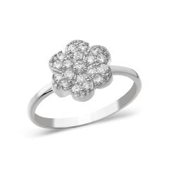 çiçek motifli ve taşlı yüzük