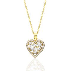 ışıltılı baget taşlı kalp kolye