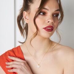 ışıltılı baget taşlı kalp kolye